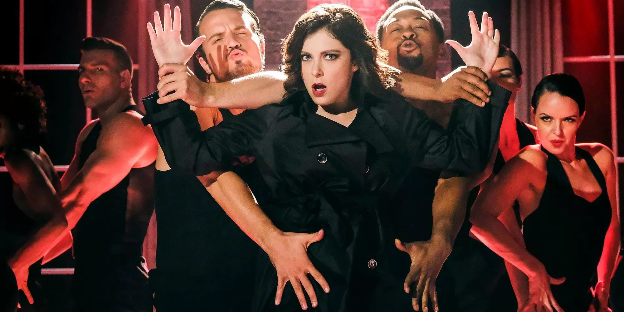 A woman dances with a dance crew in Crazy Ex-Girlfriend.