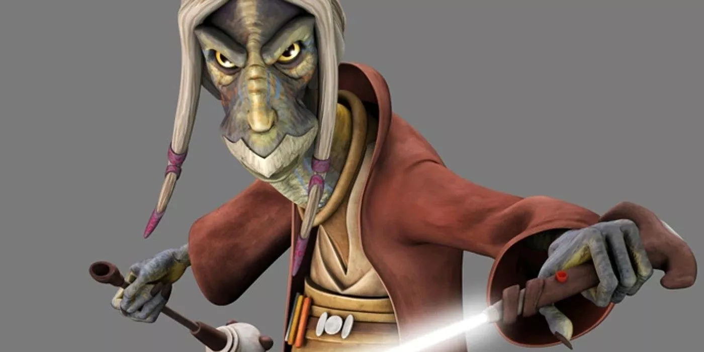 Jedi Master Tera Sinube wields a lightsaber in Star Wars: The Clone Wars