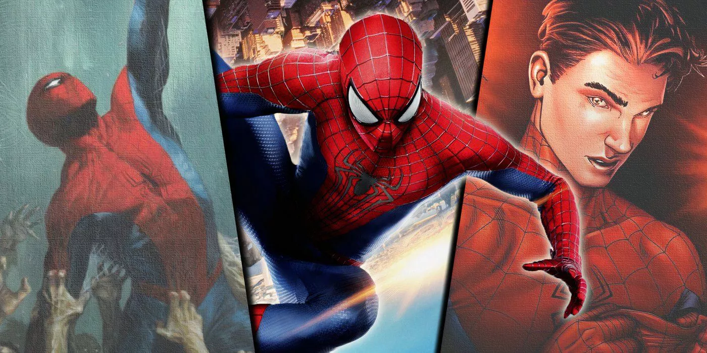 Aplit image of Spider-Man from Dead no More, Amazing Spider-Man 2, and Civil War from Marvel Comics