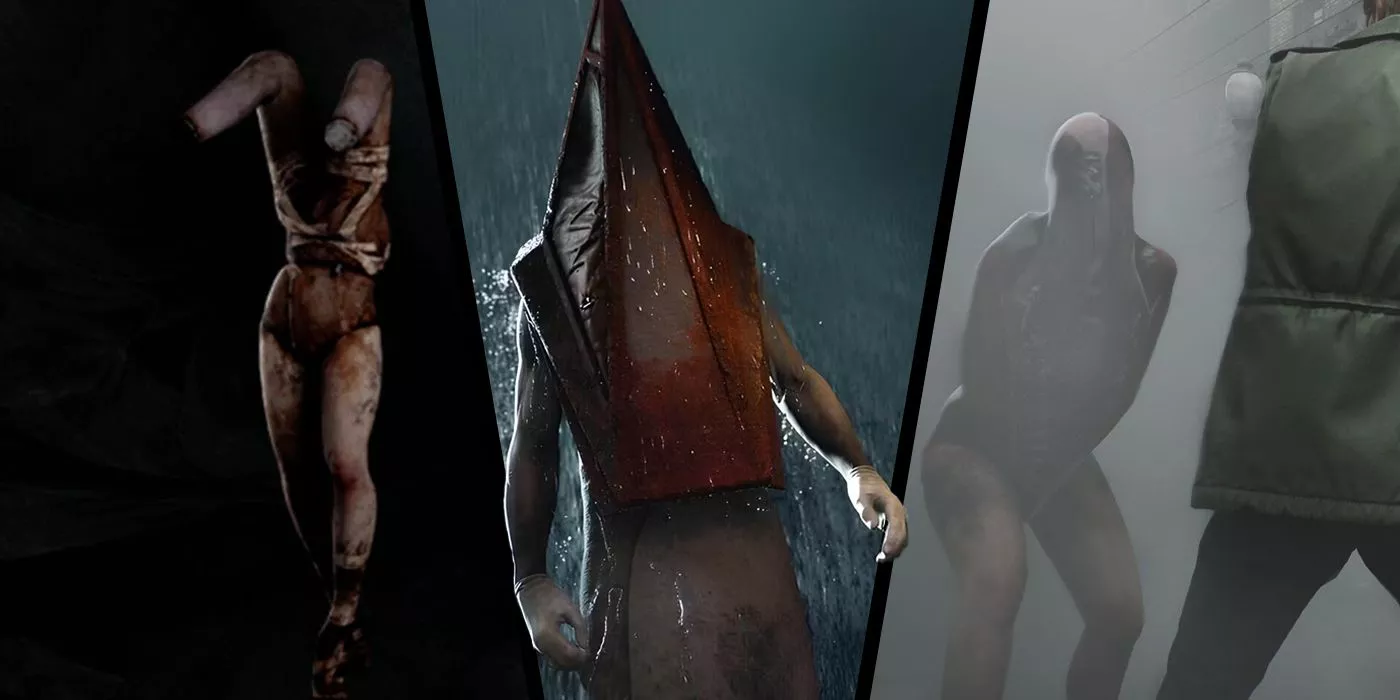 Silent Hill 2 Remake Mannequin (izquierda), Pyramid Head (centro), Lying Figure (derecha)