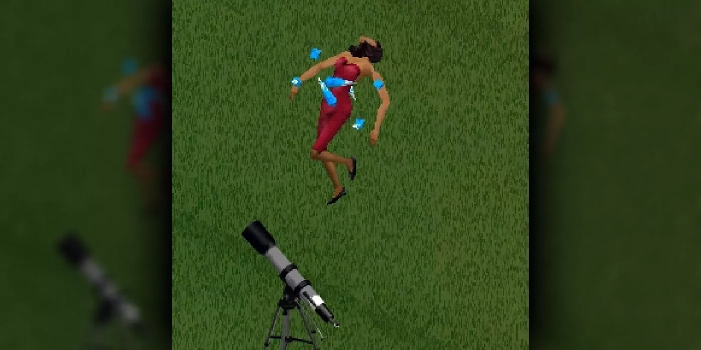 Bella Goth is being abducted in The Sims 1.