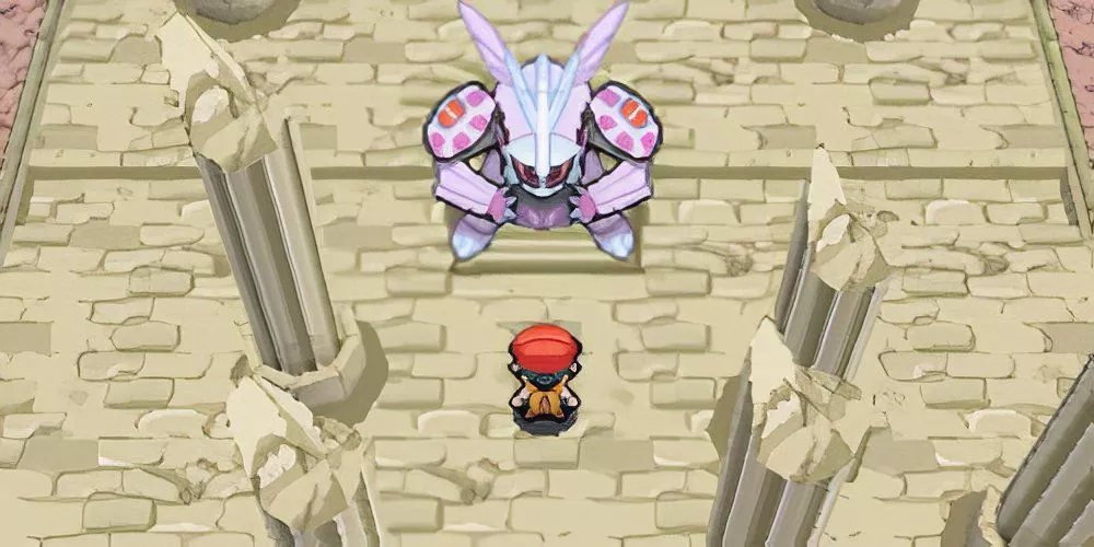 Palkia is standing in front of the player in Pokémon Pearl (2006).