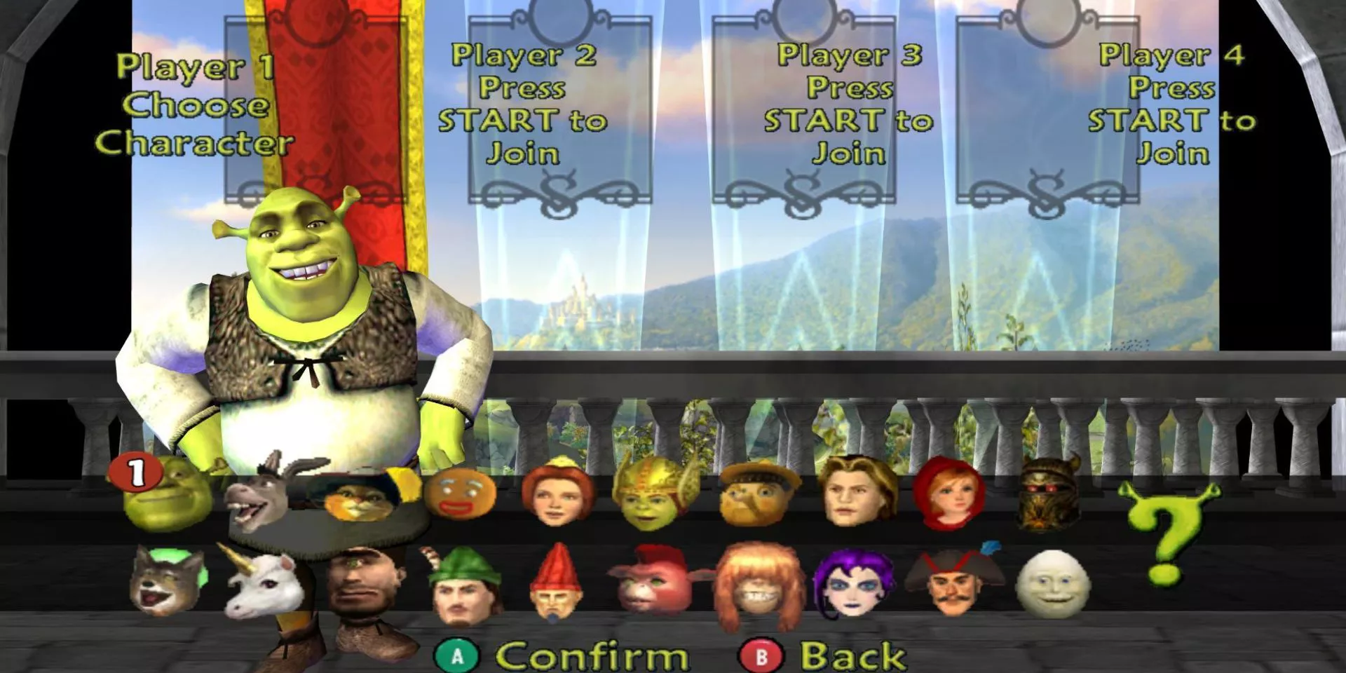 The character screen from Shrek SuperSlam.