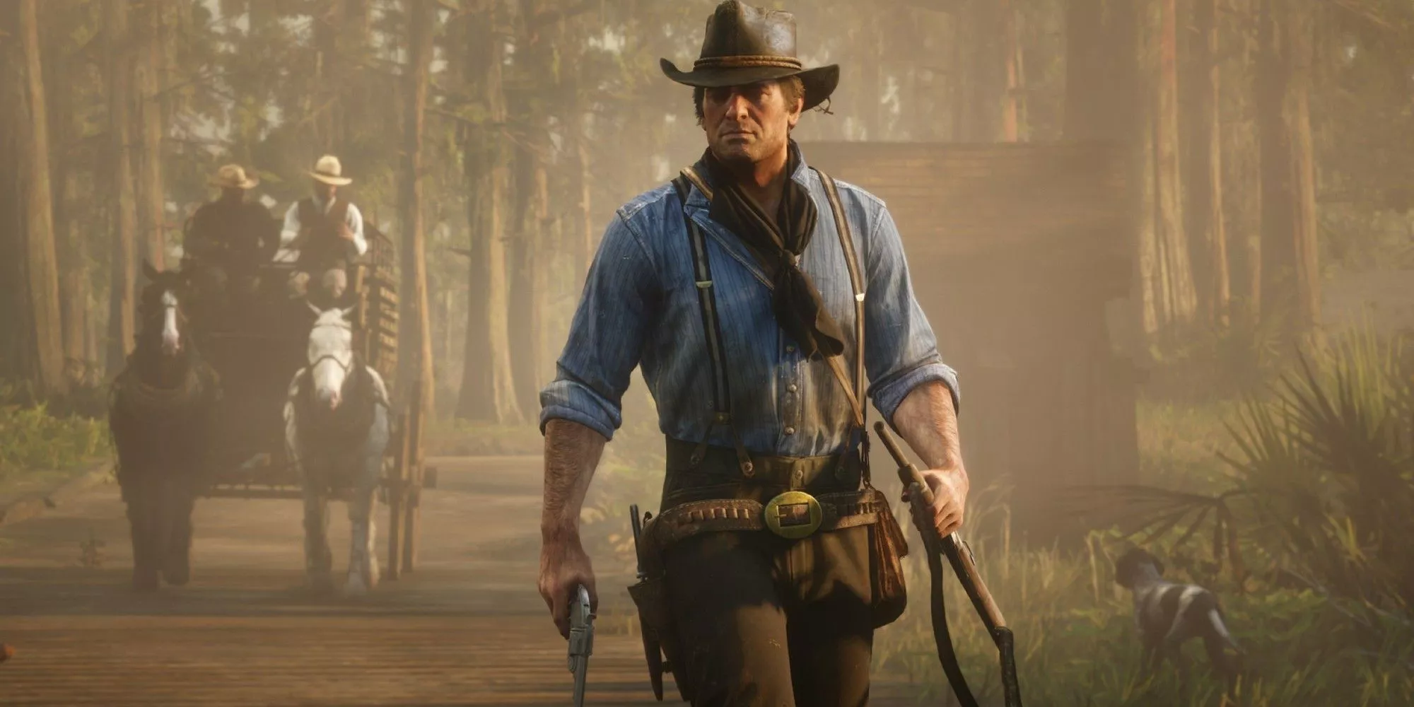 Arthur Morgan in the western frontier in Red Dead Redemption 2.