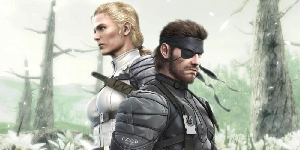 Naked Snake and the Boss back-to-back in Metal Gear Solid 3: Snake Eater key art.