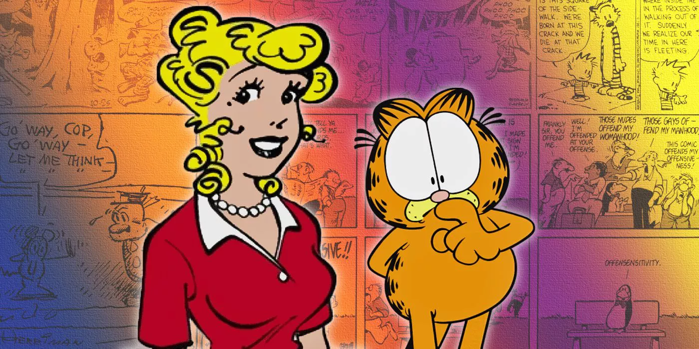 Blondie and Garfield with influential comic strips in the background