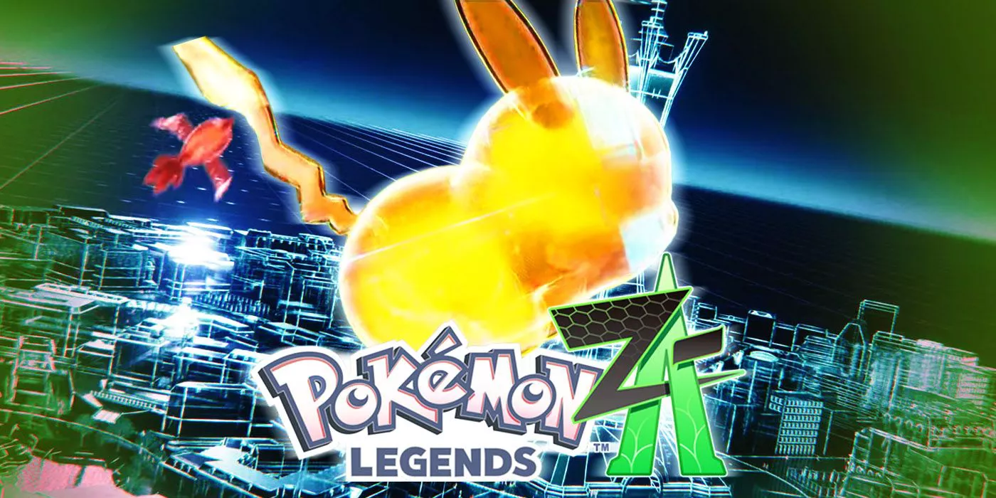 Pokemon Legends Z-A key art with Pikachu imposed over a city.