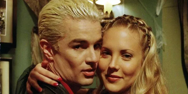 Harmony and Spike hug in Buffy the Vampire Slayer