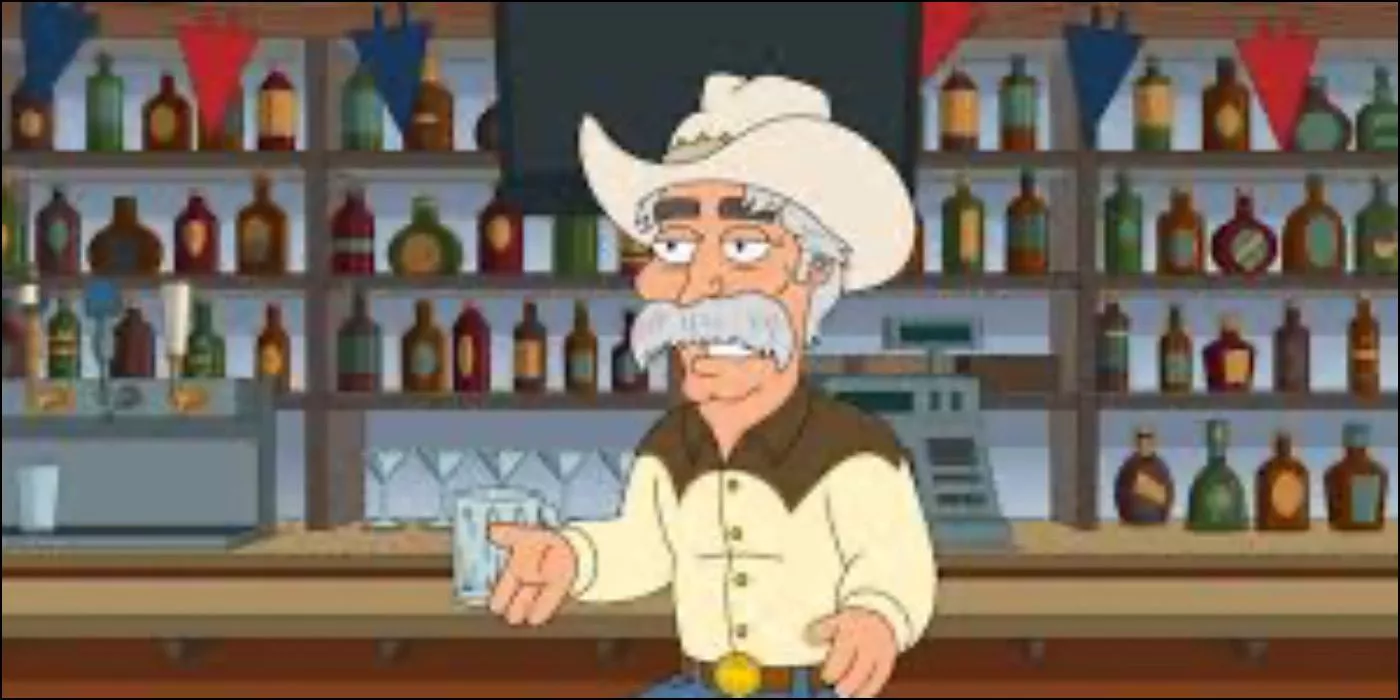 Wild West de Family Guy sentado en el bar