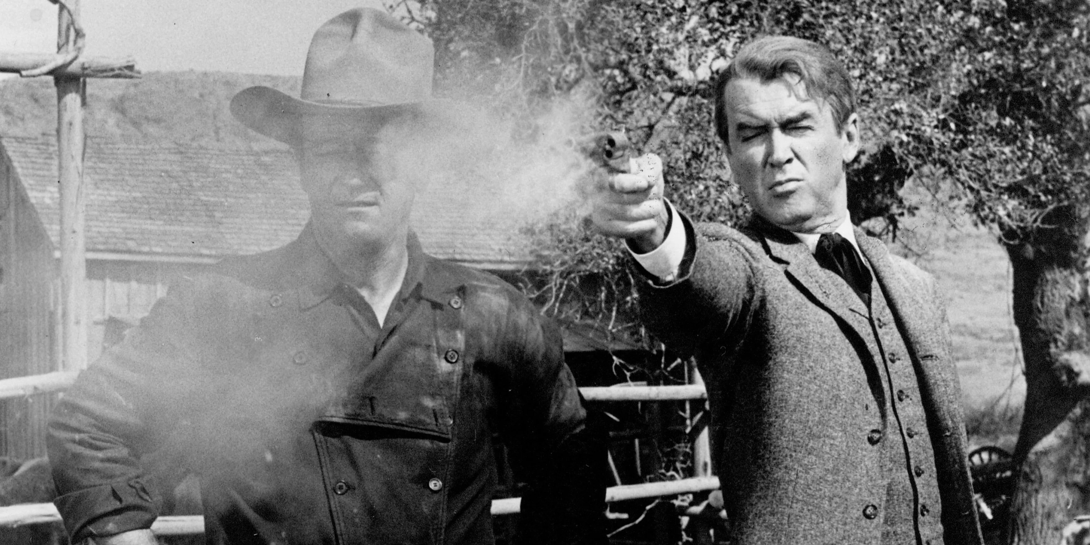 John Wayne and James Stewart in The Man Who Shot Liberty Valance