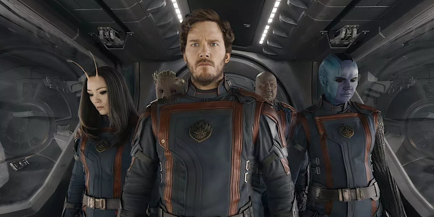 The Guardians of the Galaxy arrive on a planet where their fellow Guardian Groot has been taken to get him back in Guardians of the Galaxy Vol. 3