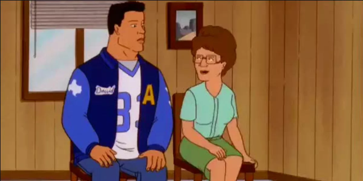 Peggy with David in Peggy Makes the Big Leagues episode of King of the Hill