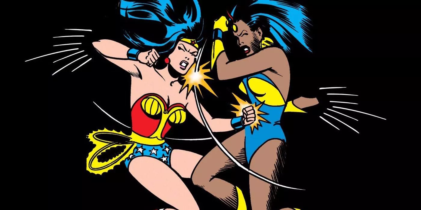 Wonder Woman fighting Nubia in the DC's Bronze Age