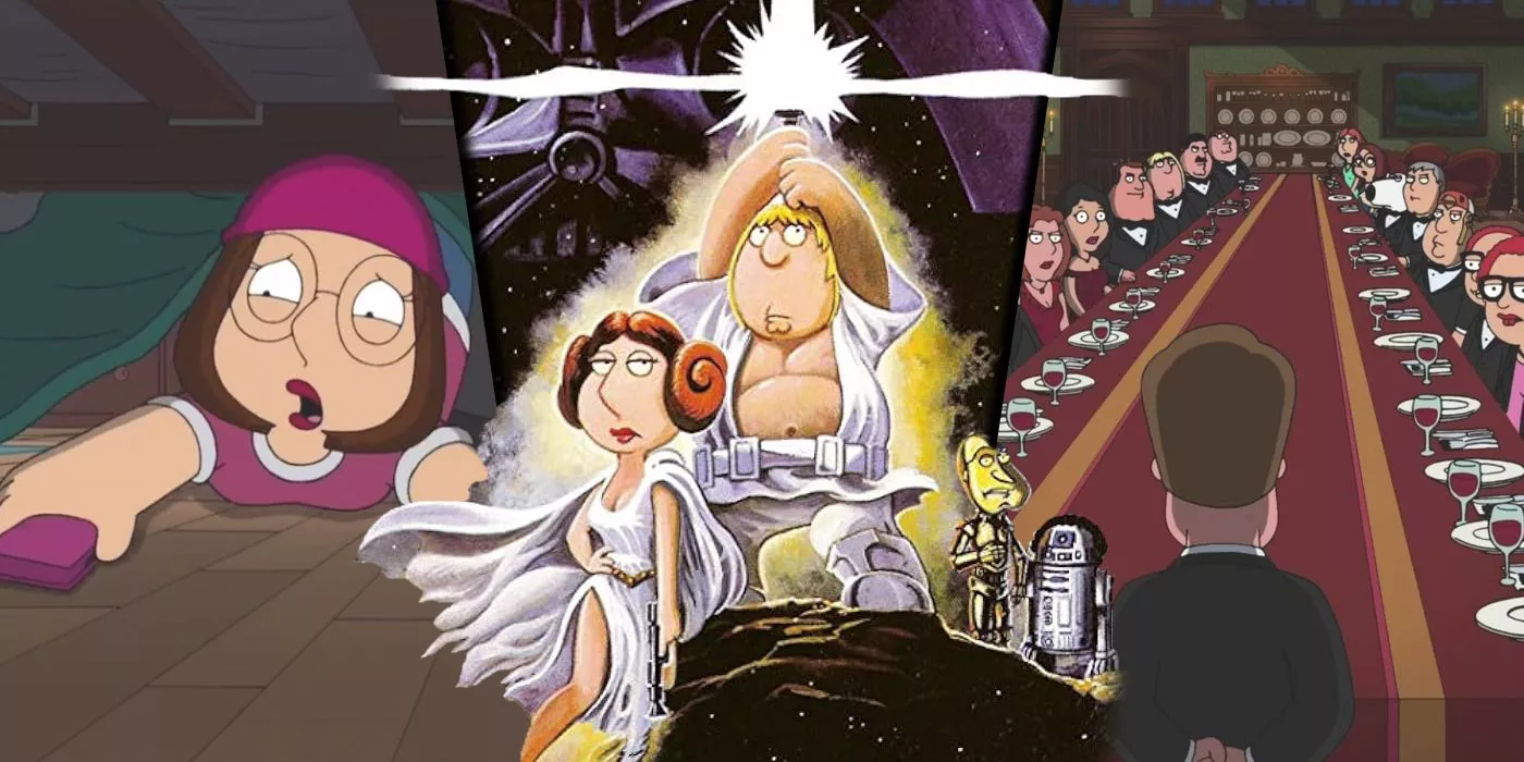 Imagen dividida de las diversas parodias cinematográficas de Family Guy