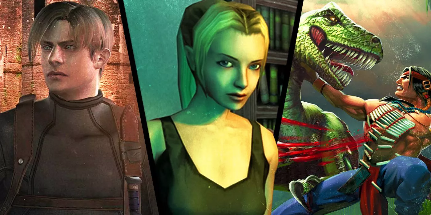 Images from Resident Evil 4, Eternal Darkness and Turok: Dinosaur Hunter