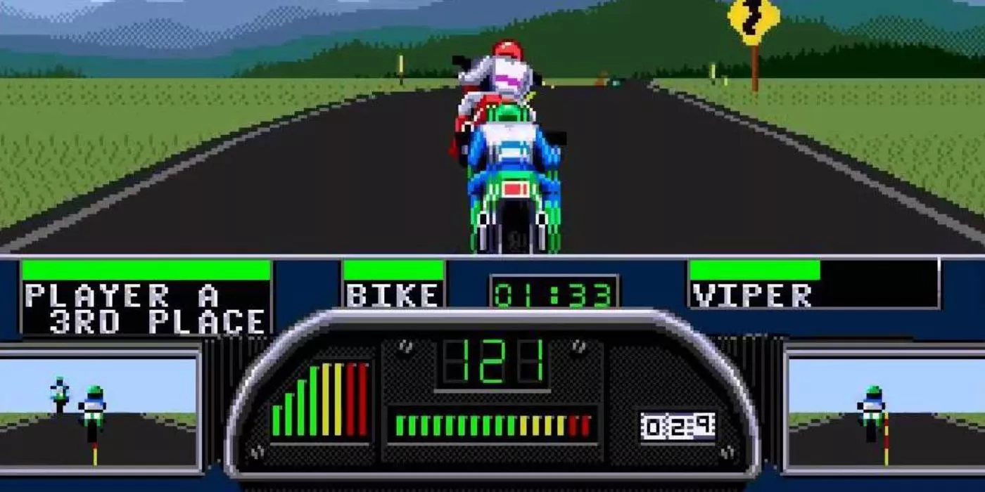 A motorcycle race in Road Rash 2.