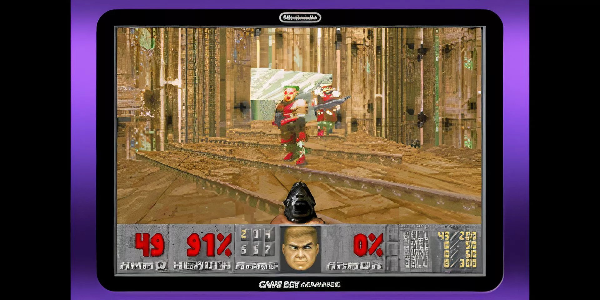 Doom on Game Boy Advance via Game Boy Player for GameCube.