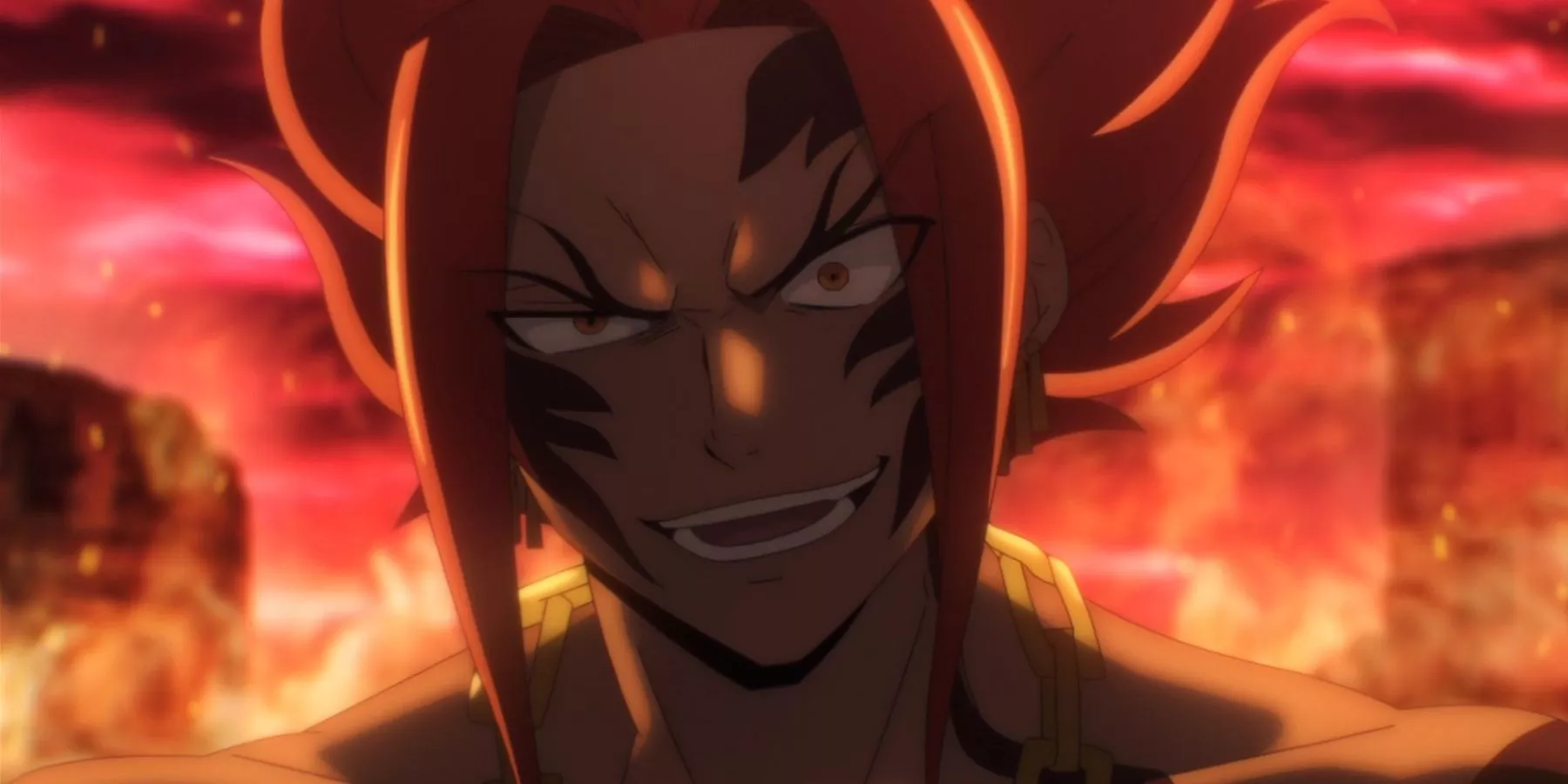 Ignia makes a menacing face while surrounded by flames in Fairy Tail: 100 Years Quest