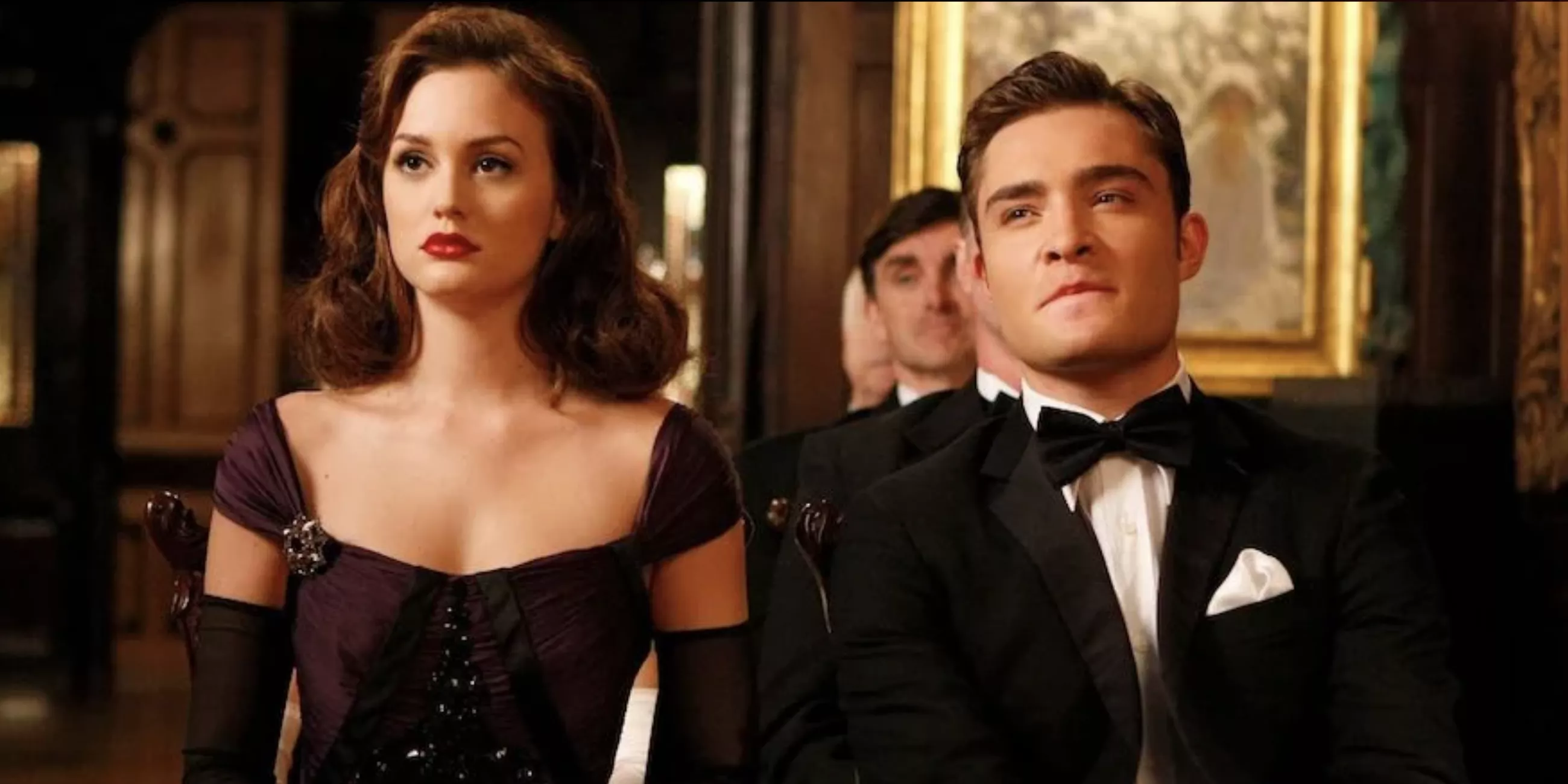 Chuck and Blair dressed formally at a gala in Gossip Girl.