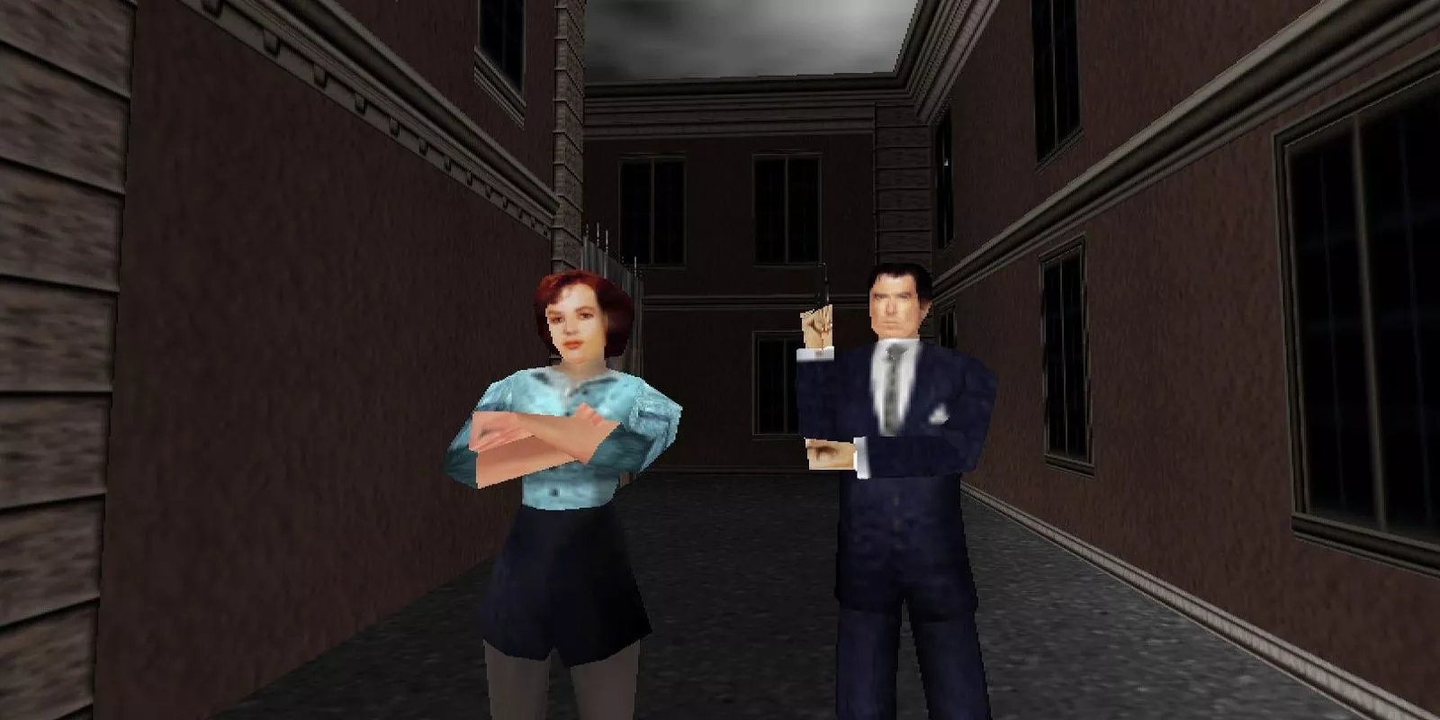 Bond and Natalya pose in GoldenEye for N64.