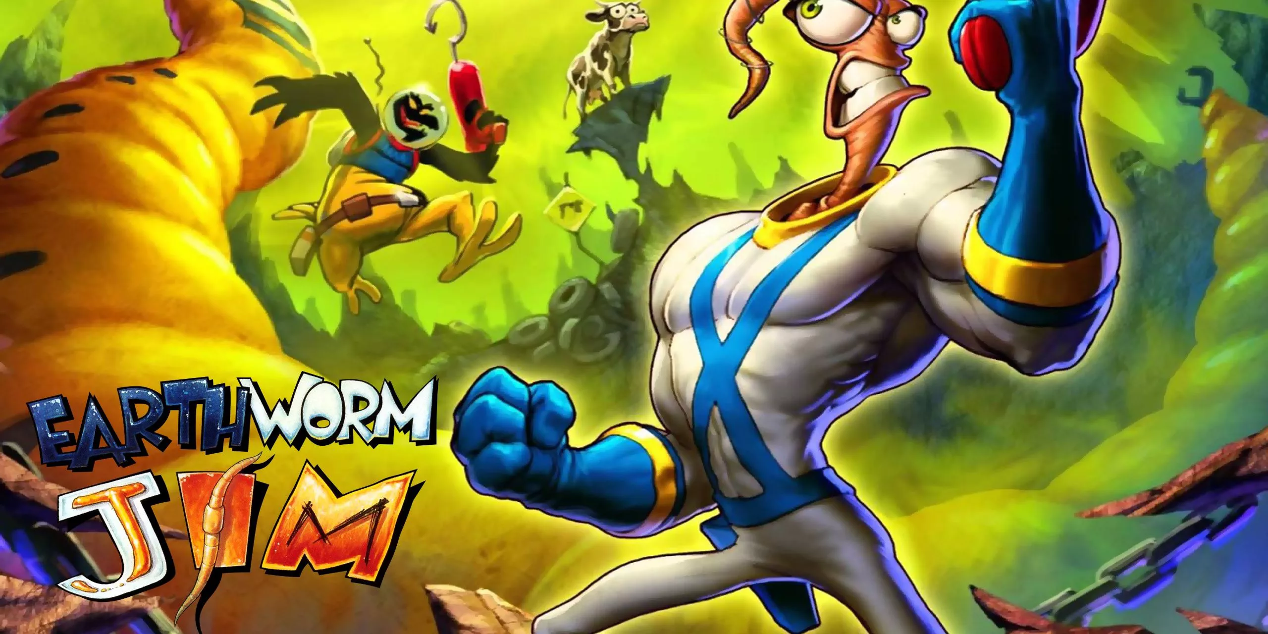 Epic Games Store banner for Earthworm Jim featuring the titular character.