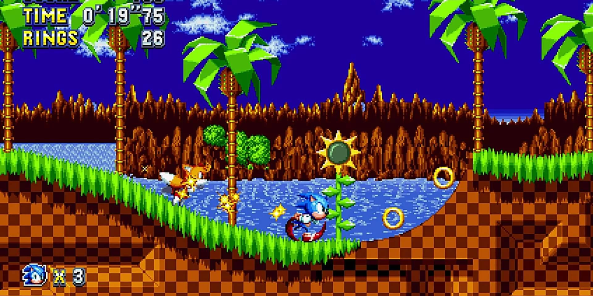 Sonic Mania Sonic runs in Green Hill Zone