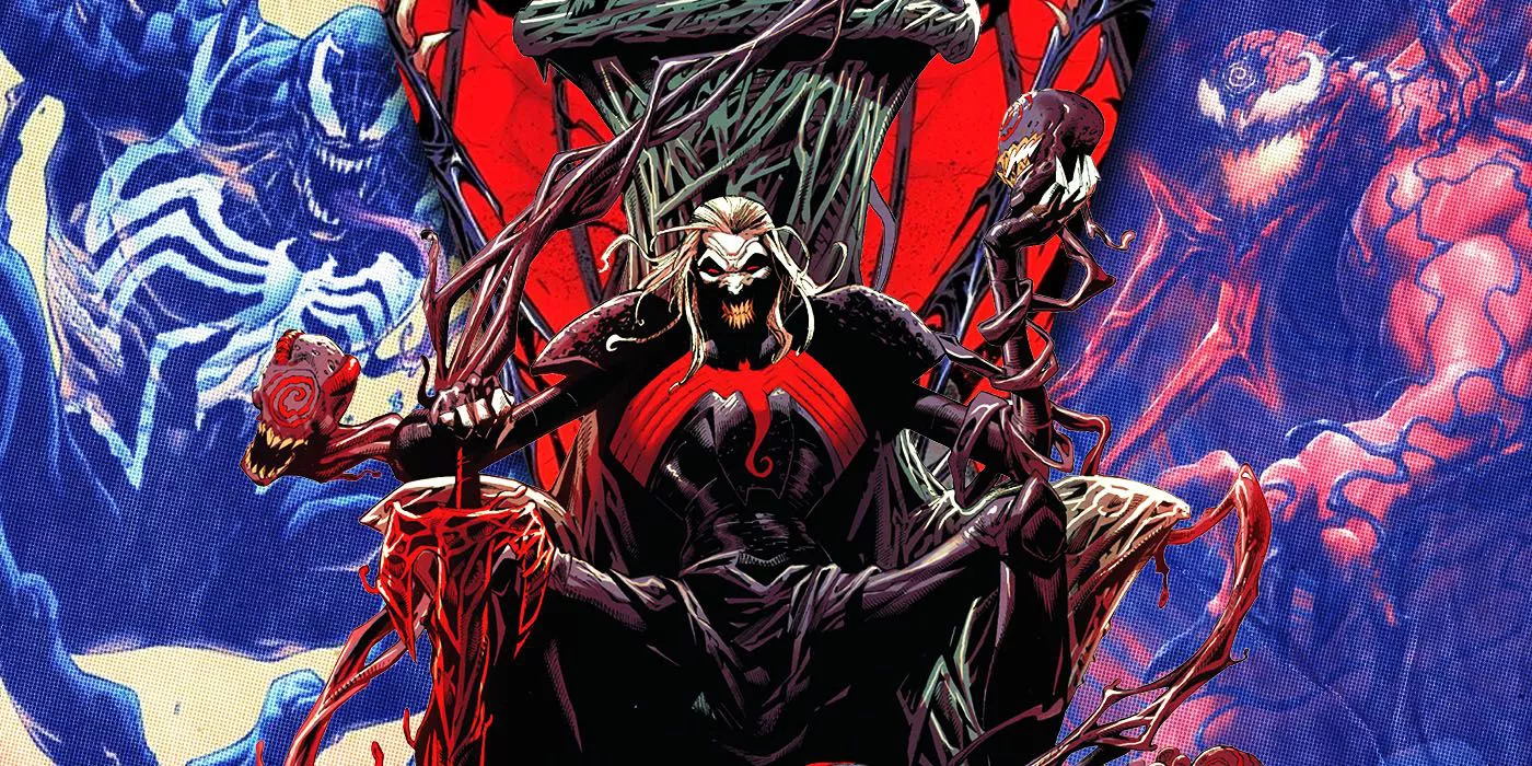 A composite image of Venom, Knull, Carnage