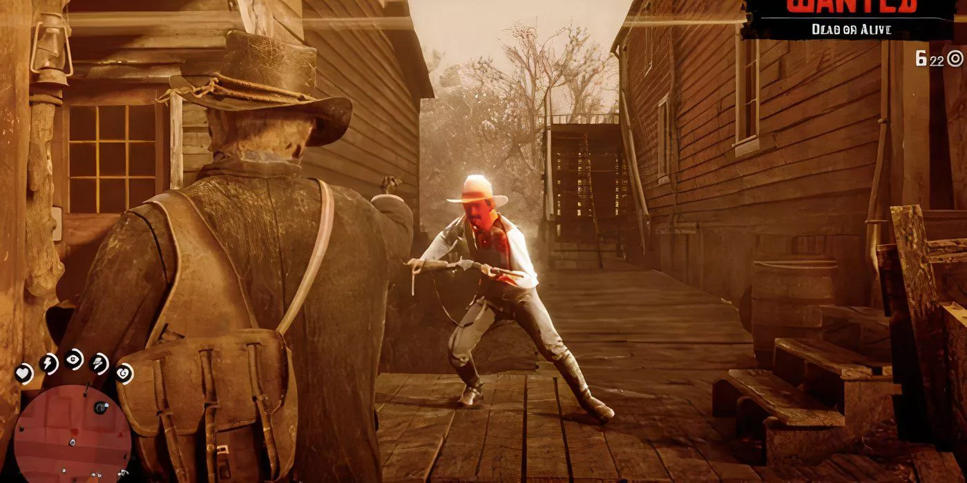 Using dead eye shooting mechanic in Red Dead Redemption 2.