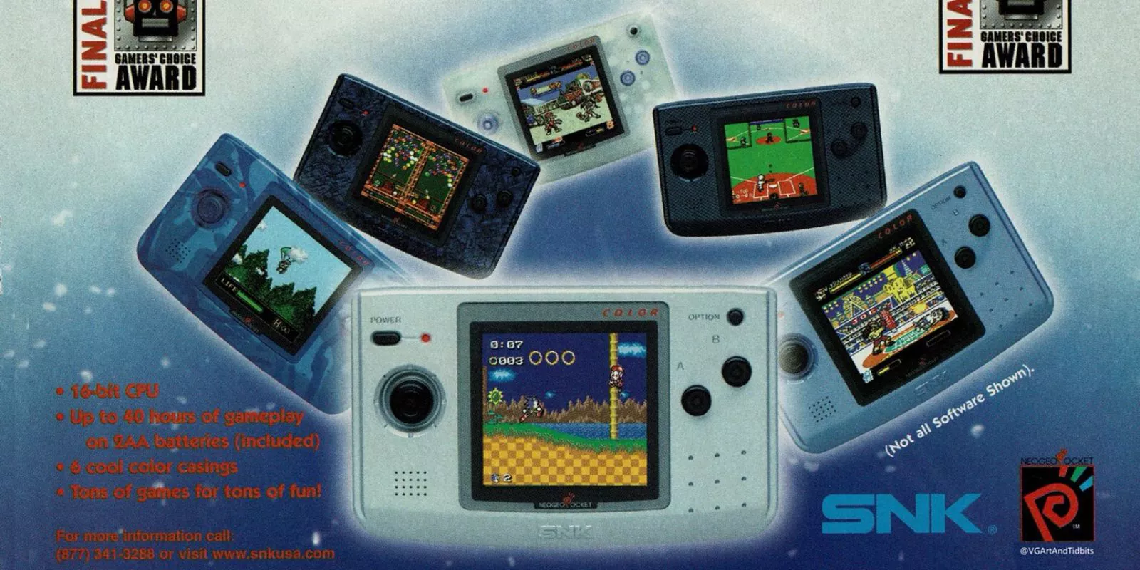 Neo Geo Pocket Color Ad with a variety of systems on display