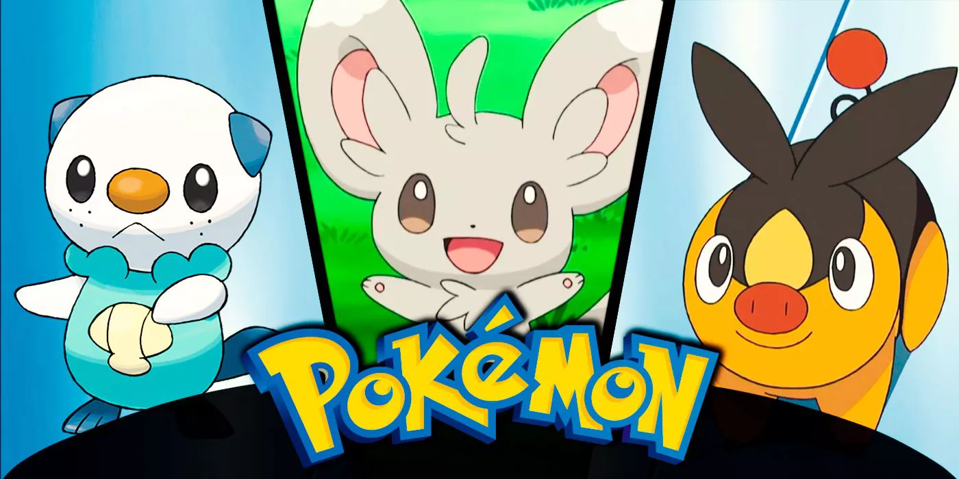 Tepig y Oshawott, con Minccino en el medio