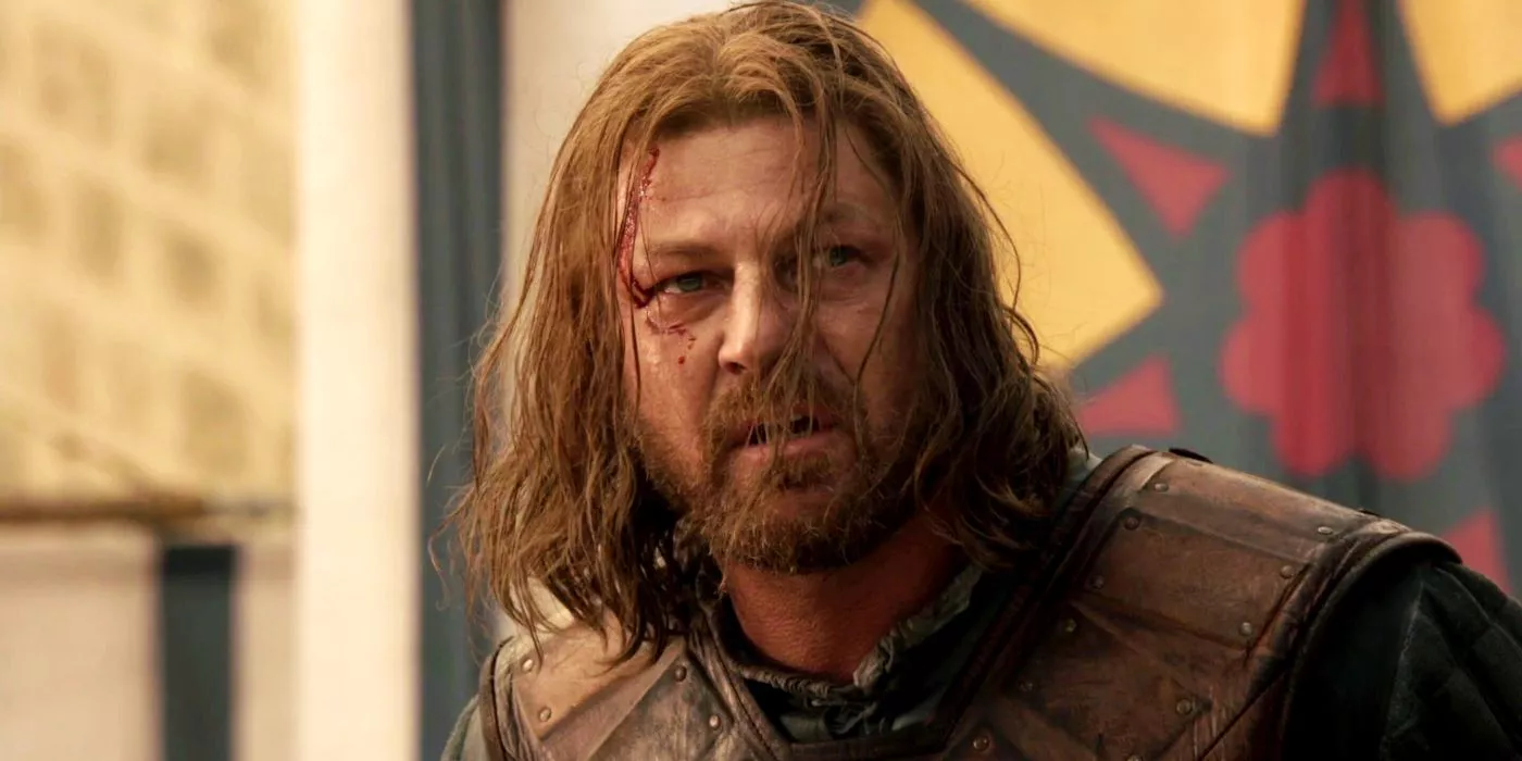 Ned Stark (Sean Bean) luce nervioso antes de su ejecución en la serie Game of Thrones de HBO.