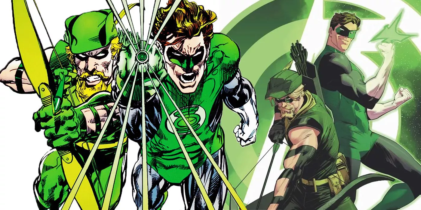 Imagen dividida de Green Arrow y Green Lantern de los cómics de DC