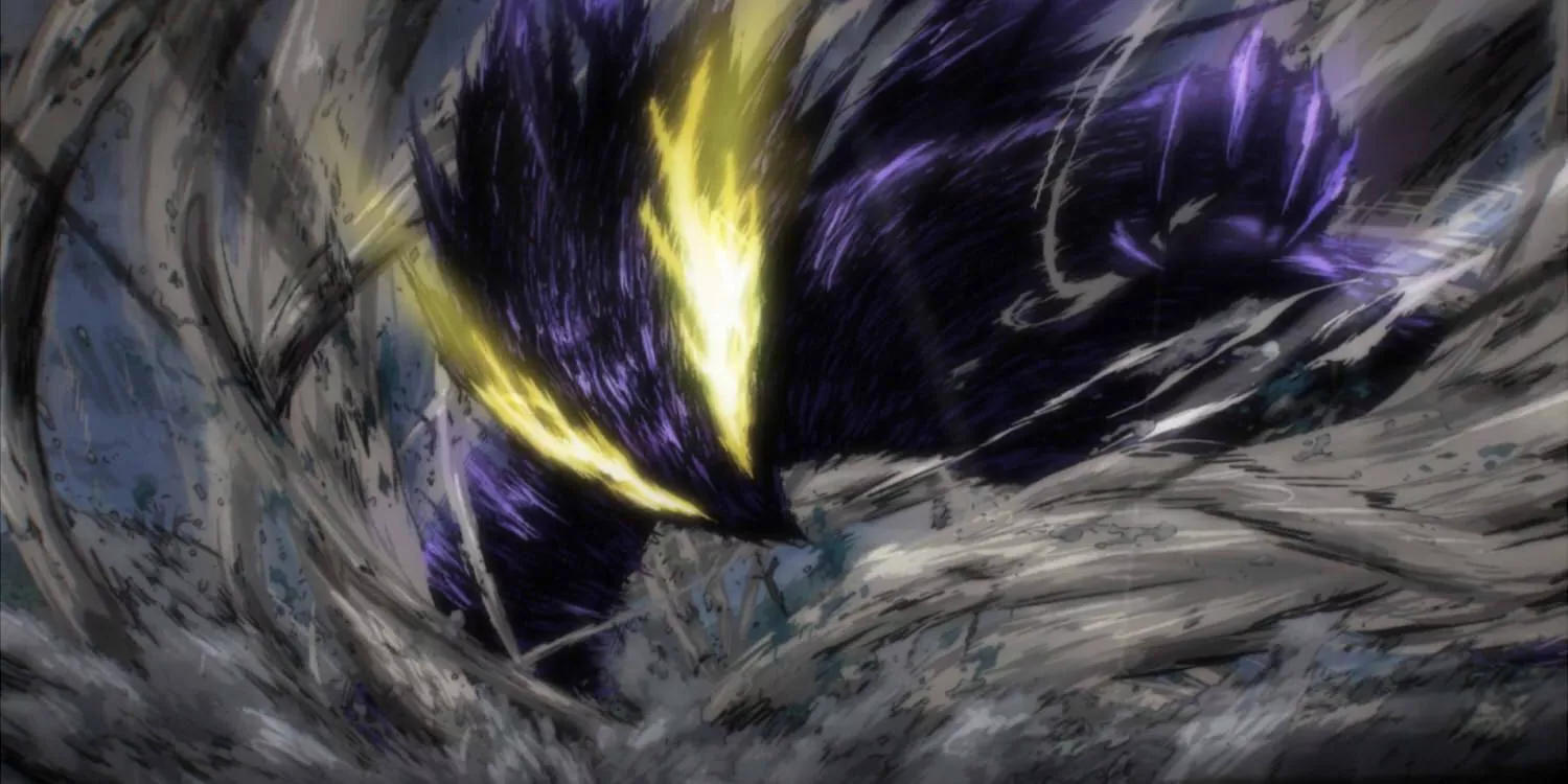 Tokoyami usa su Sombra Oscura contra All For One en My Hero Academia temporada 7.