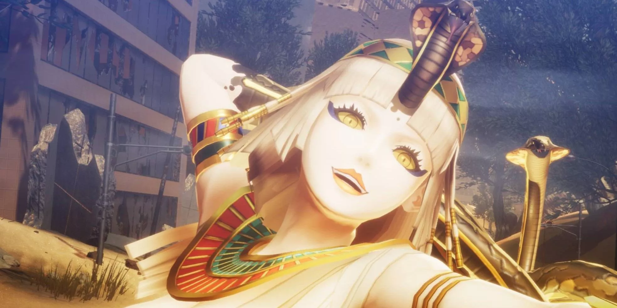 Cleopatra in the middle of a move animation