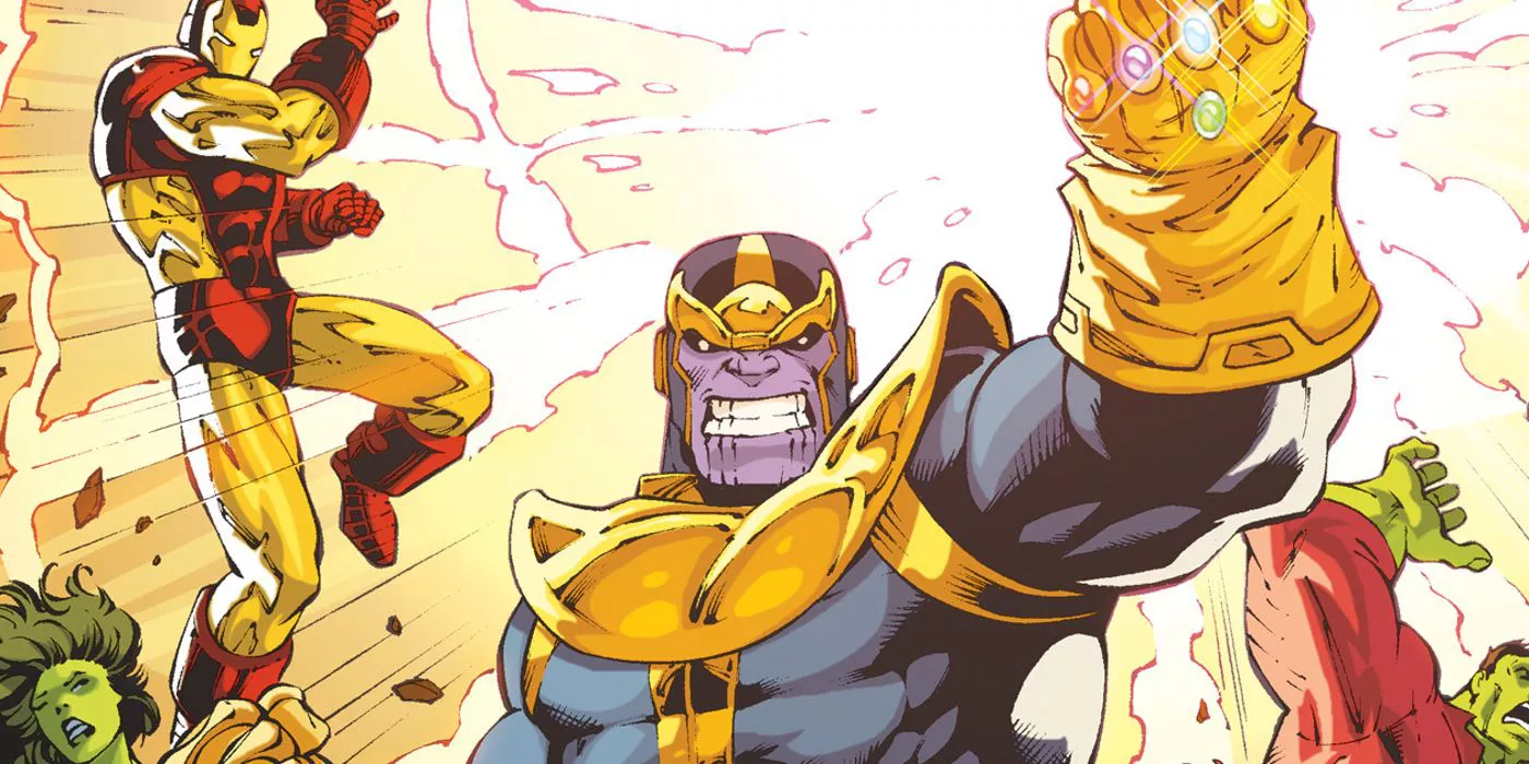 Thanos sostiene la Piedra del Infinito en los cómics de Marvel