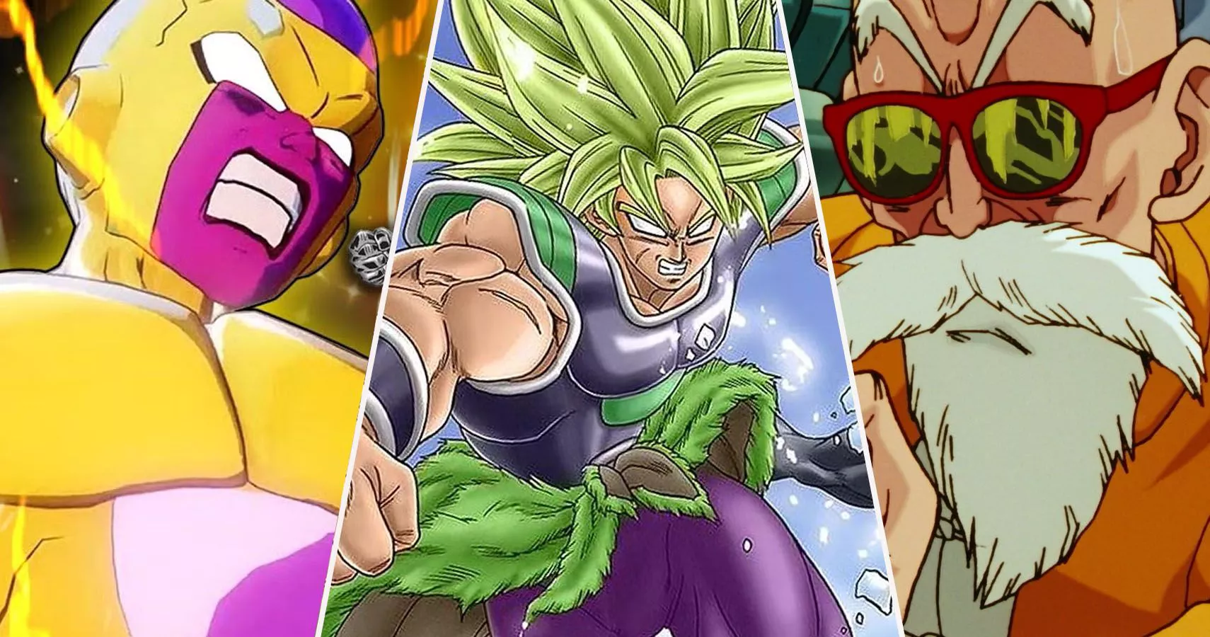 Golden Frieza, SSJ Broly, and Master Roshi