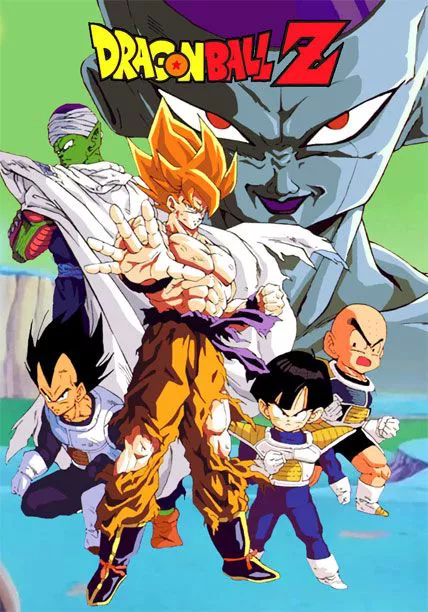 Goku, Piccolo, Krilin y Vegeta en el póster del programa de televisión de Dragon Ball Z