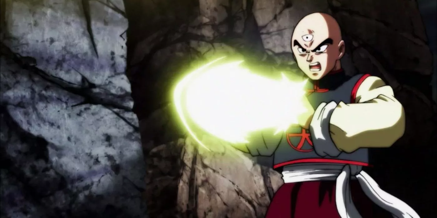 Tien uses the Neo Tri-Beam in Dragon Ball Super's Tournament of Power.