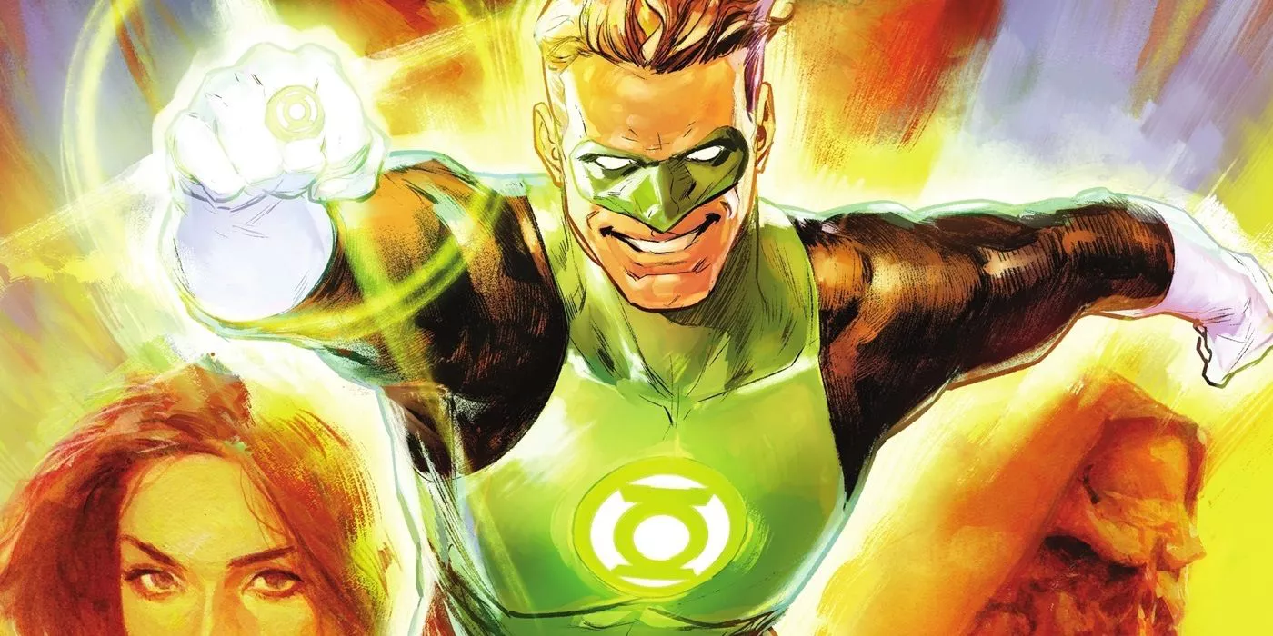 Hal Jordan smiles while flying into action in DC Comics