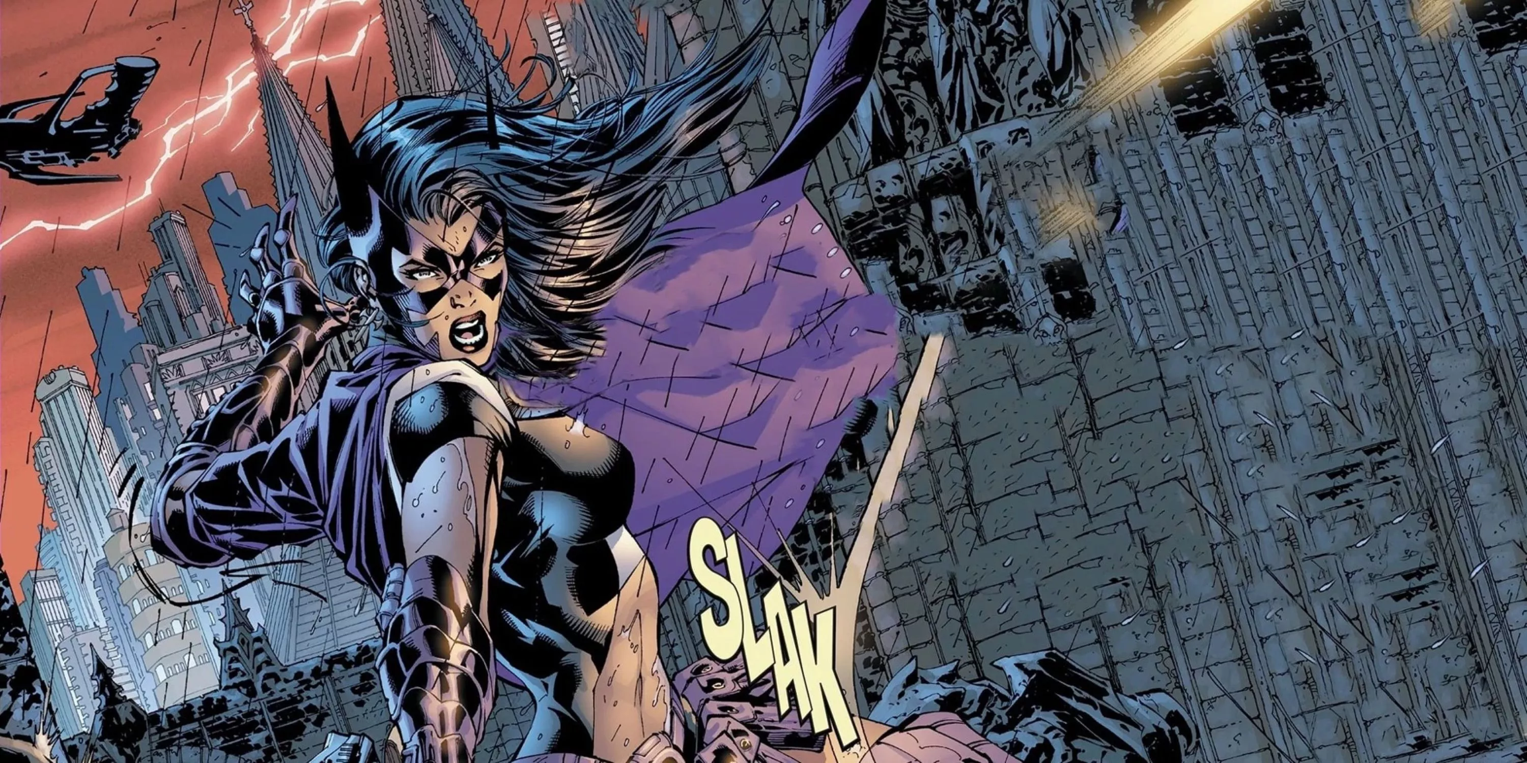 Helena Bertinelli as Huntress in battle DC Comics.