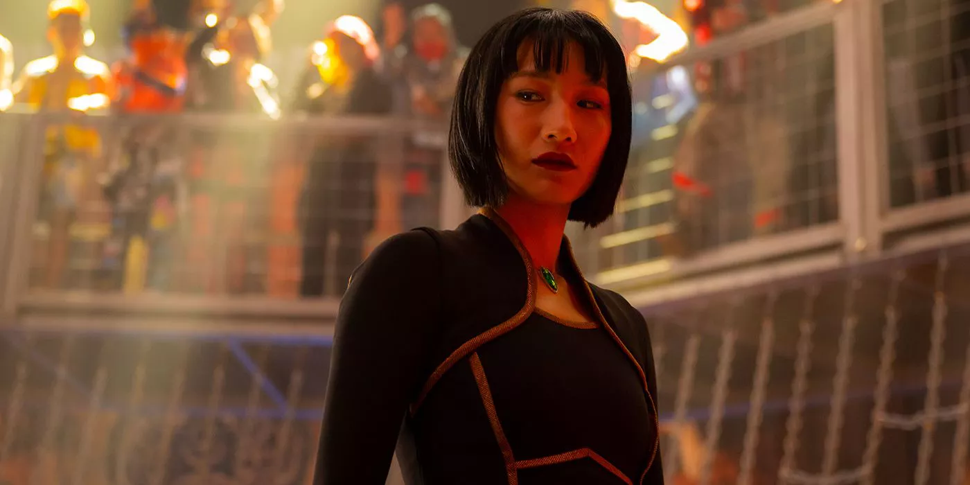 Meng'er Zhang as Xu Xialing in Shang-Chi and the Legend of the Ten Rings.