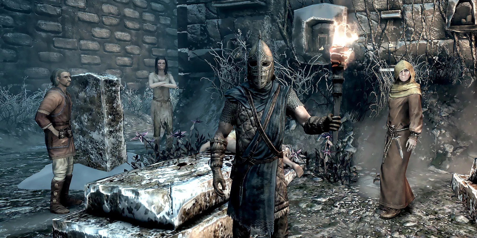 Un guardia de Windhelm, que es un Nord, en The Elder Scrolls V: Skyrim.