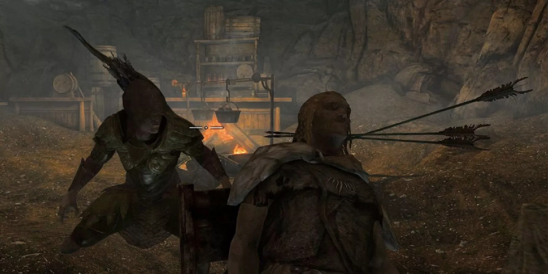 Un arquero sigiloso puede colocar varias flechas en bandidos sin ser detectado en The Elder Scrolls V: Skyrim.