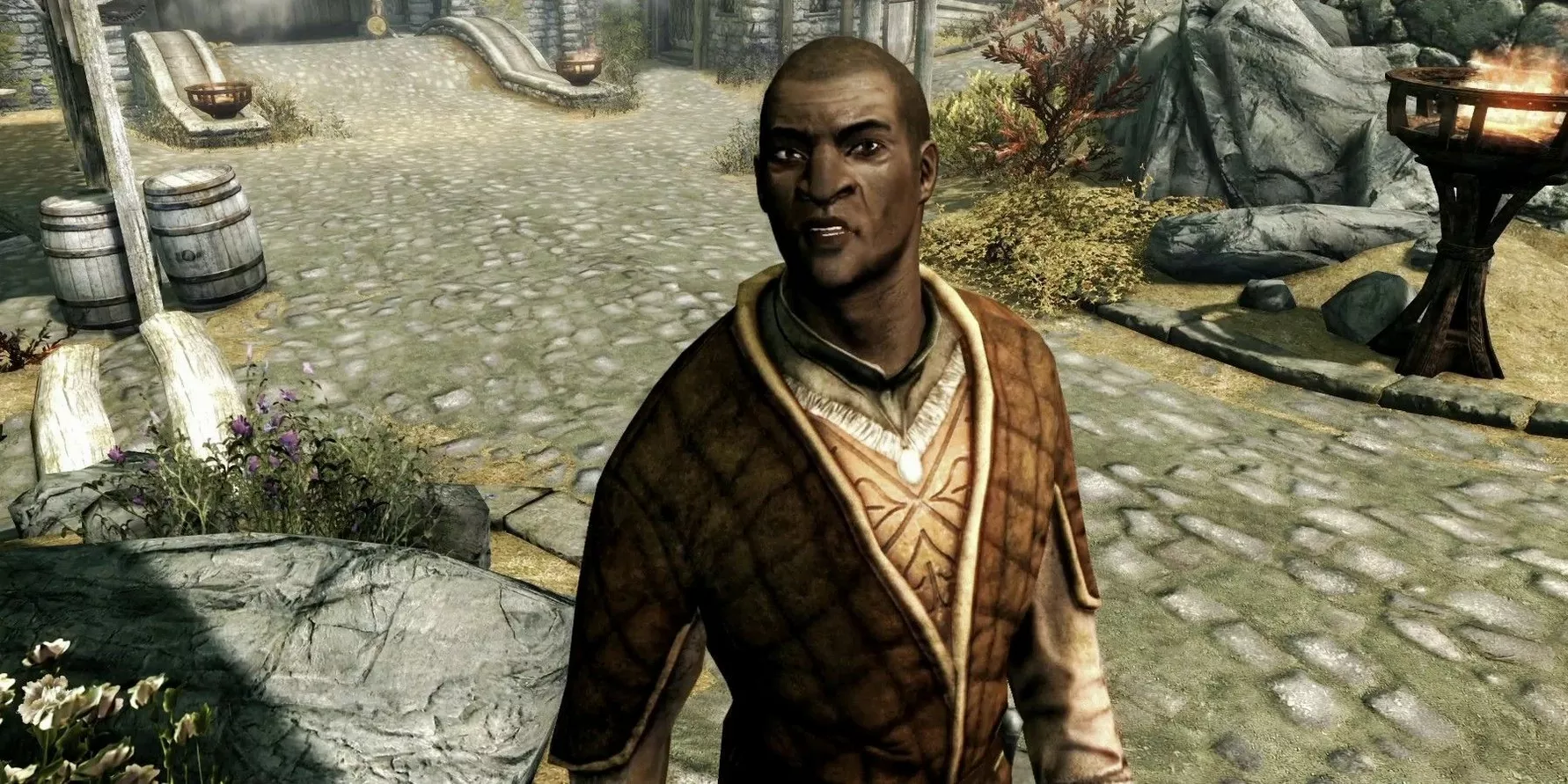 Nazeem, un Redguard en Whiterun, en The Elder Scrolls V: Skyrim.