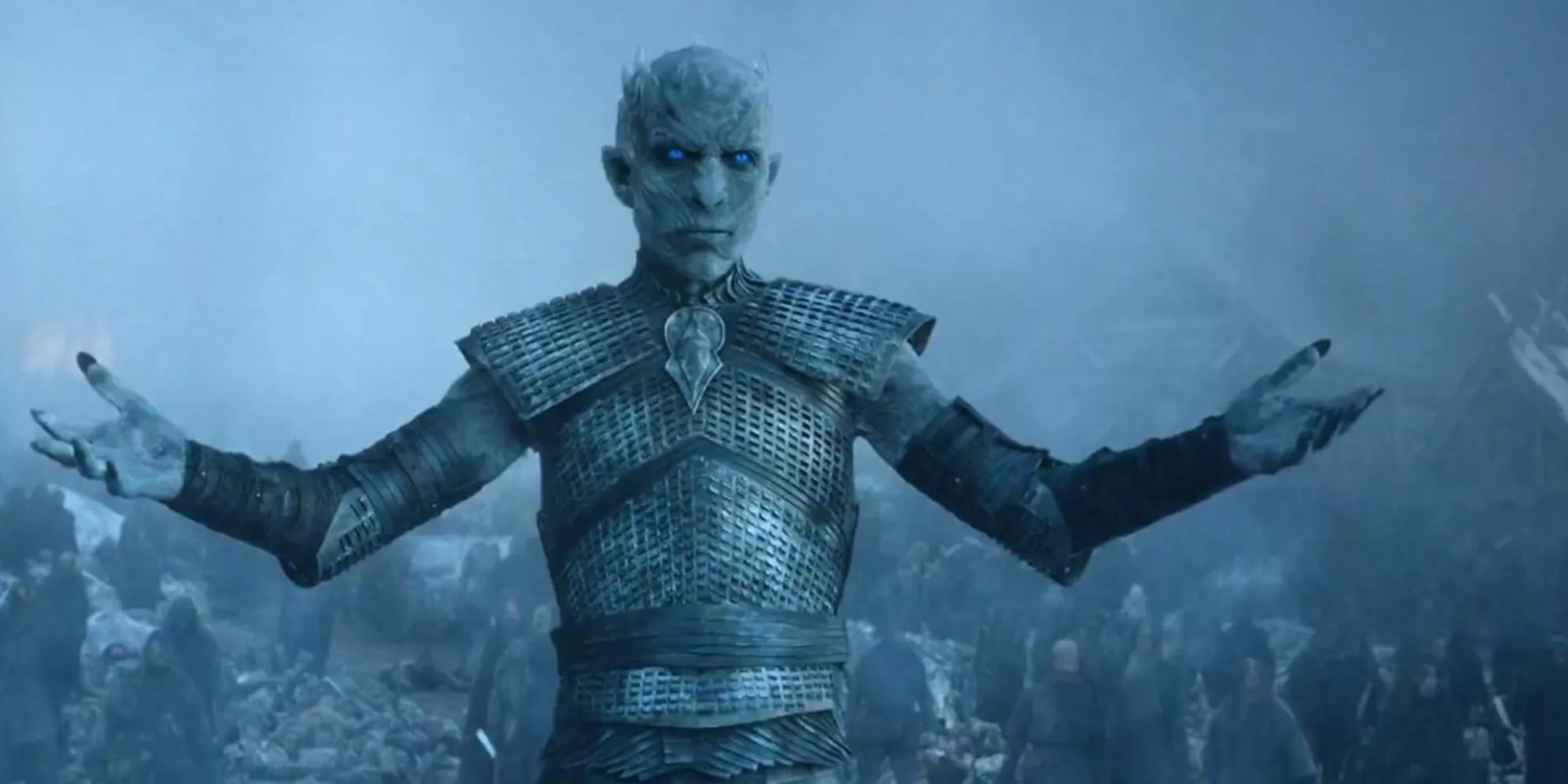 The Night King raising an army of White Walkers at Hardhome in Game of Thrones.