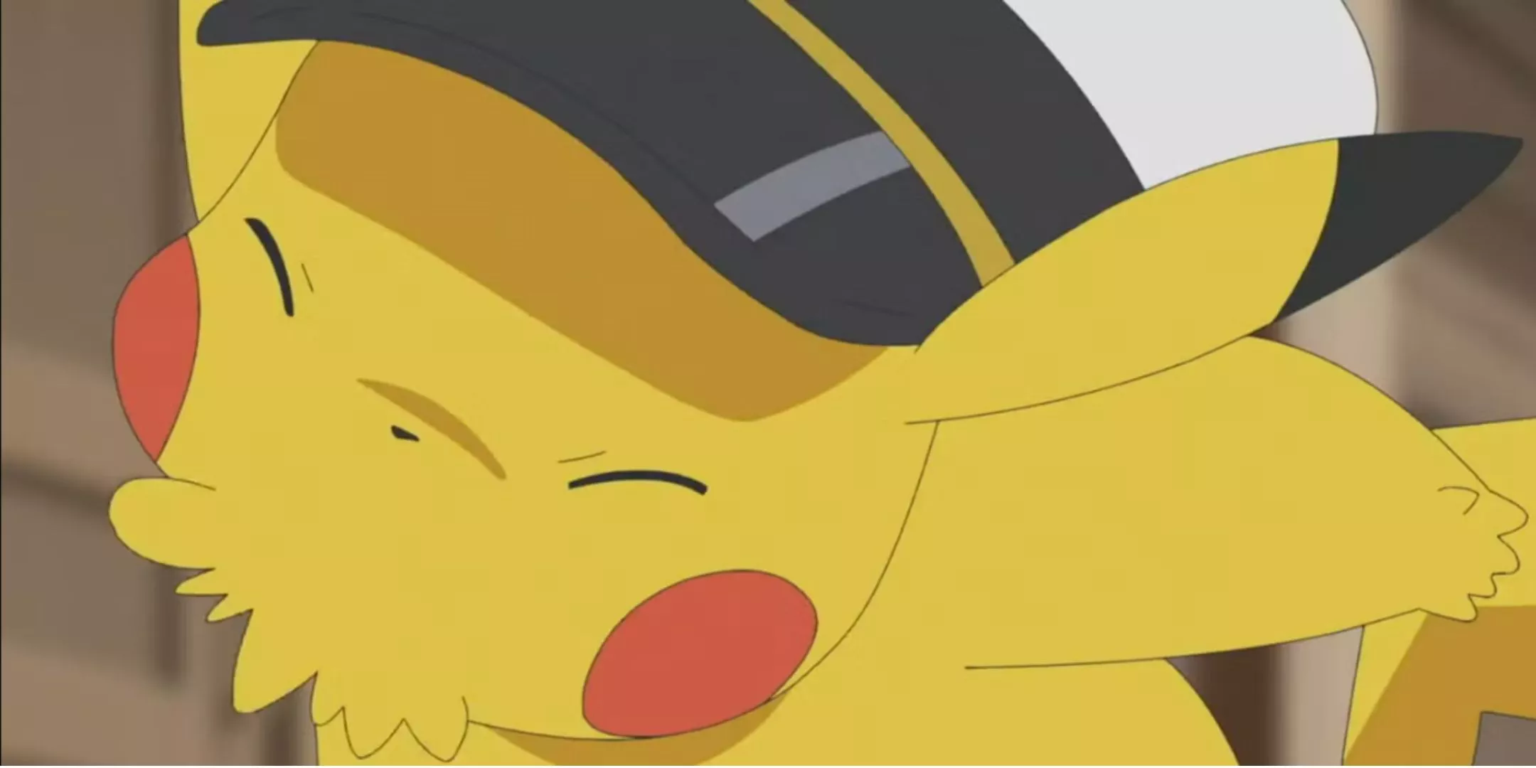 Captain Pikachu sneezes after someone calls him cute in Pokemon Horizons