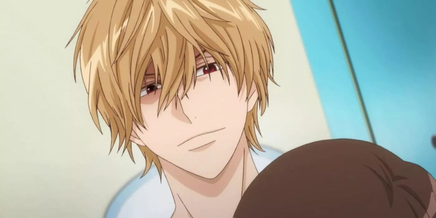 Kyoya smirking down at Erika in Wolf Girl and Black Prince.