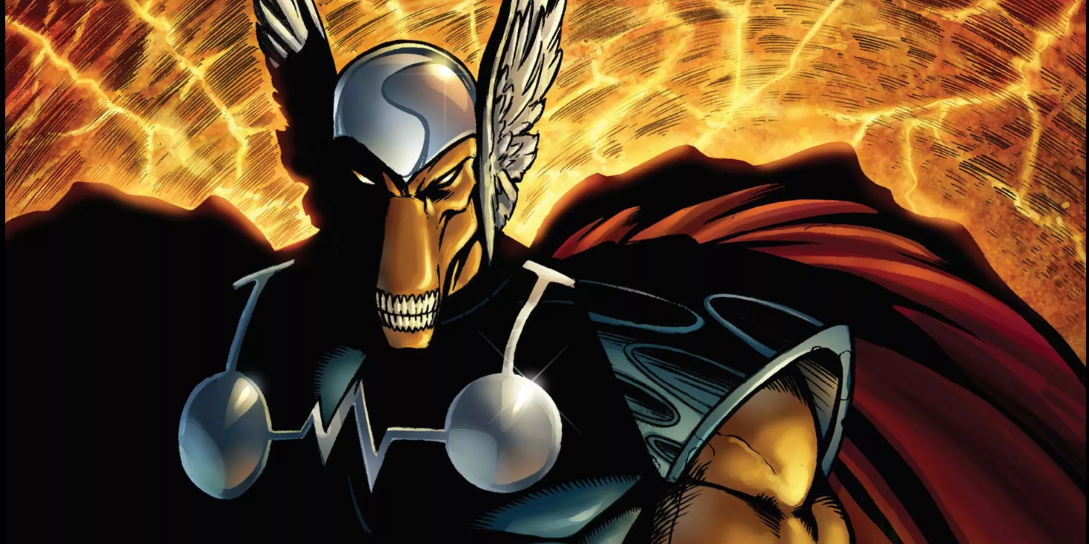 Beta Ray Bill on the cover of Stormbreaker saga looking into the camera with yellow lightning surrounding him