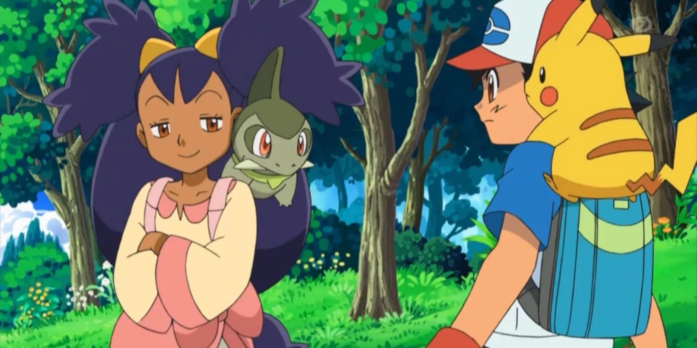 Iris mirando a Ash despectivamente con los brazos cruzados en Pokémon Negro y Blanco