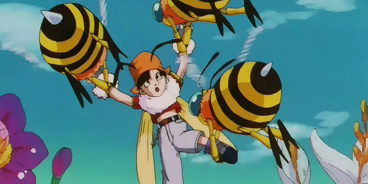 Bees carry Pan away in Dragon Ball GT.